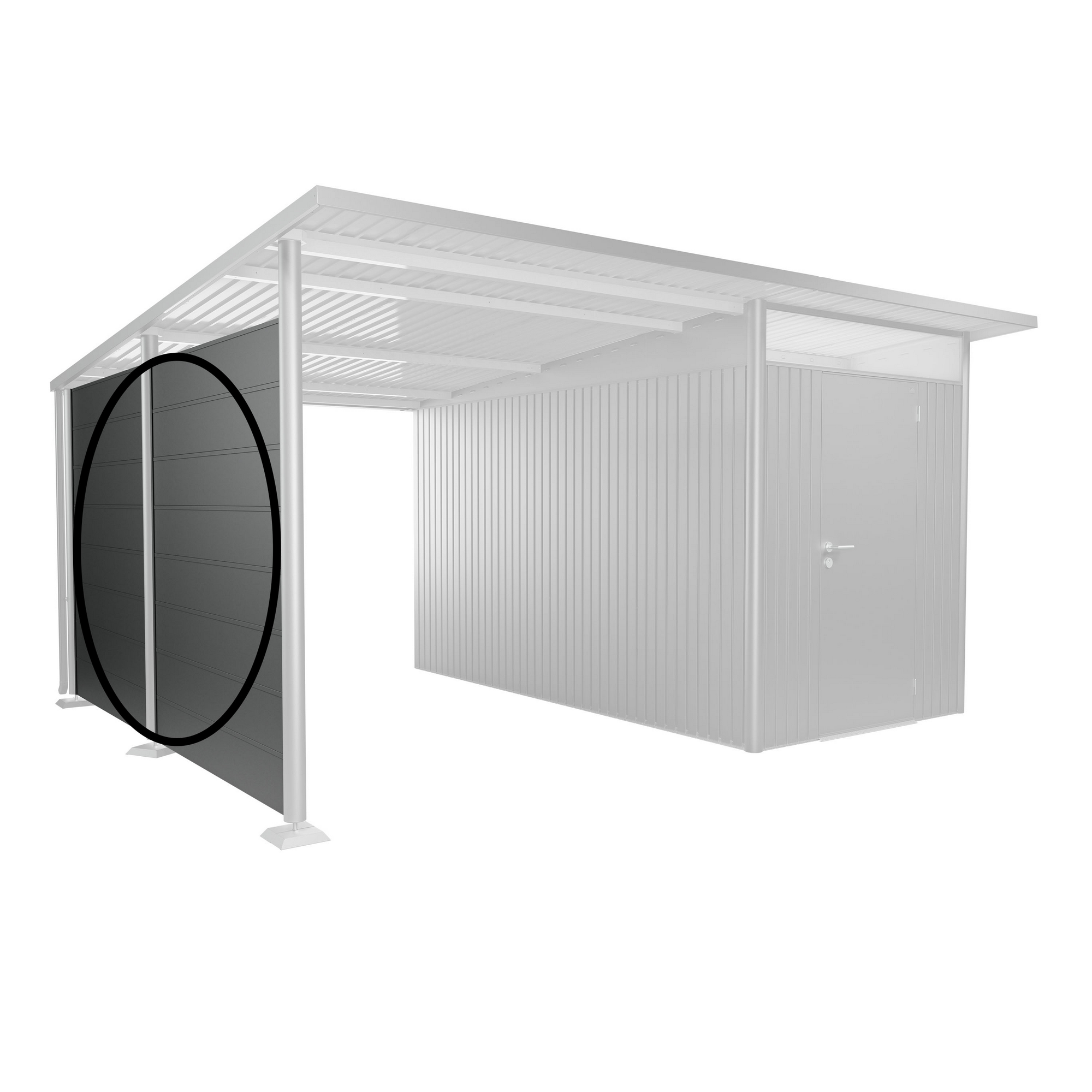 Seitenwand für Seitendach zu Gerätehaus AvantGarde A4,A8 quarzgrau-metallic