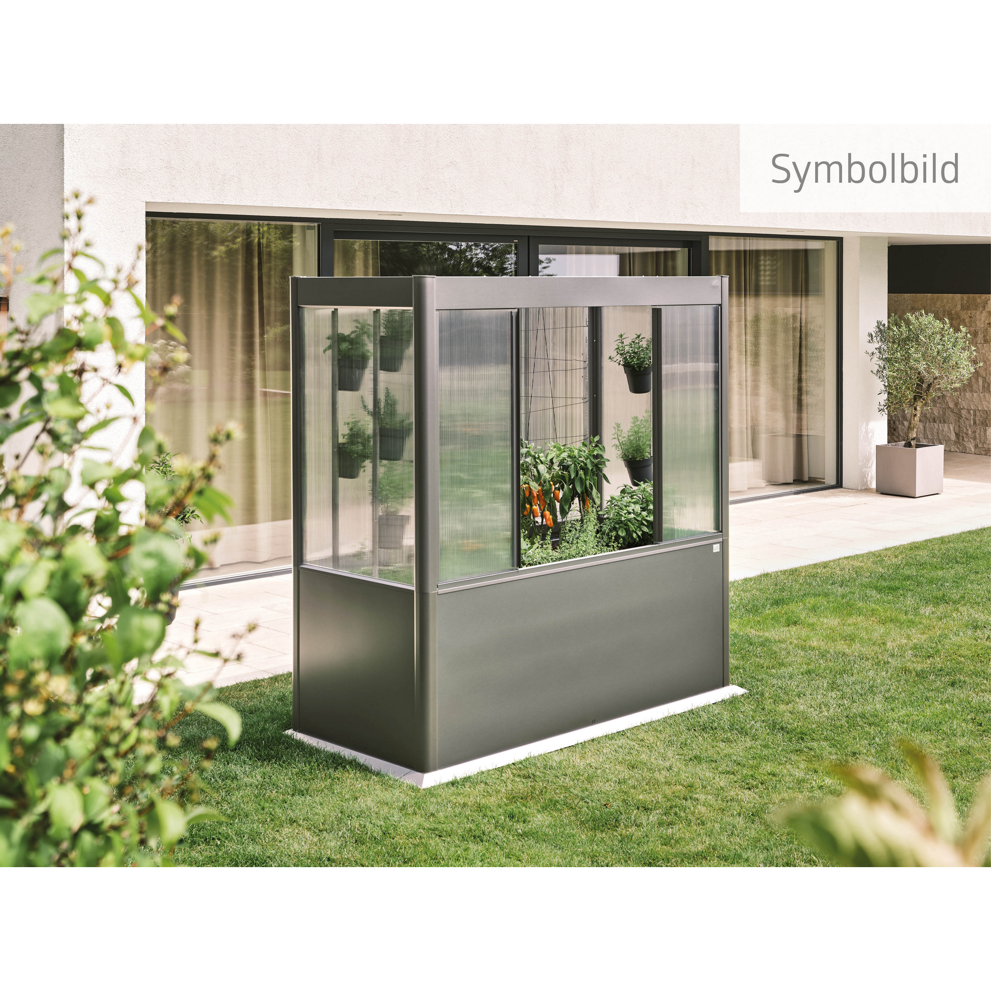 Hochbeet mit Gewächshaus 'Florentina Maxi' quarzgrau metallic 201,6 x 213 x 103,1 cm