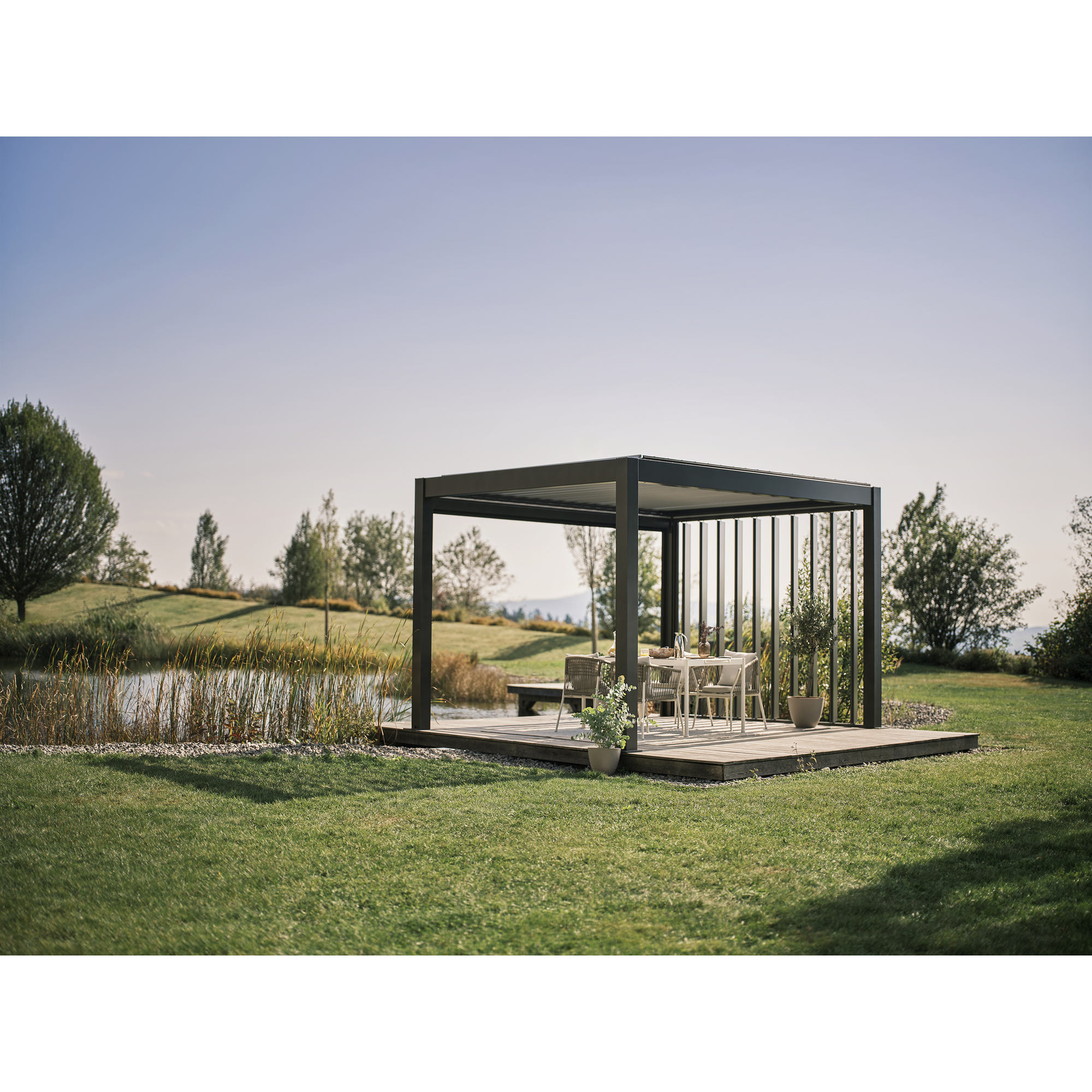 Pergola dunkelgrau metallic/weiß 3 x 3,5 m