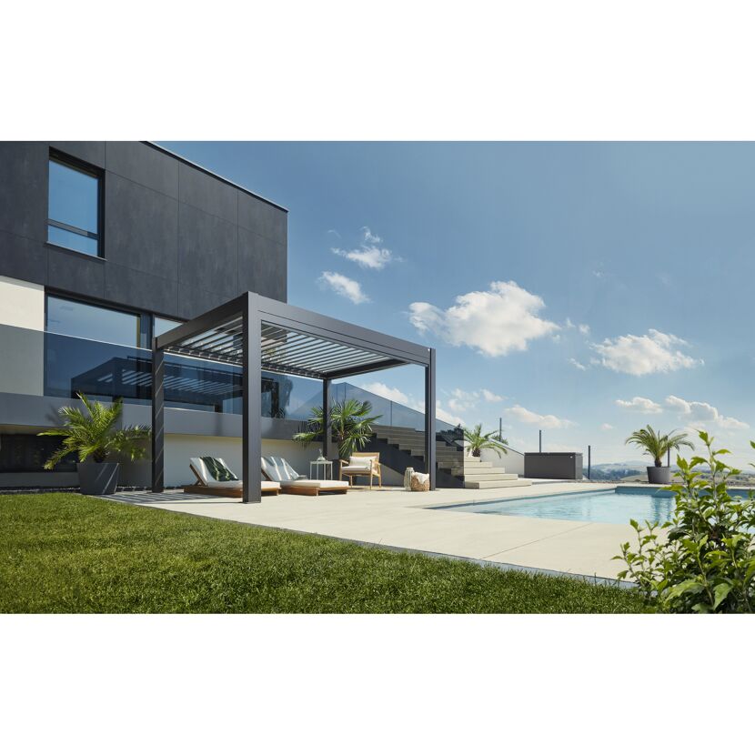 Pergola dunkelgrau metallic/weiß 4 x 3,5 m