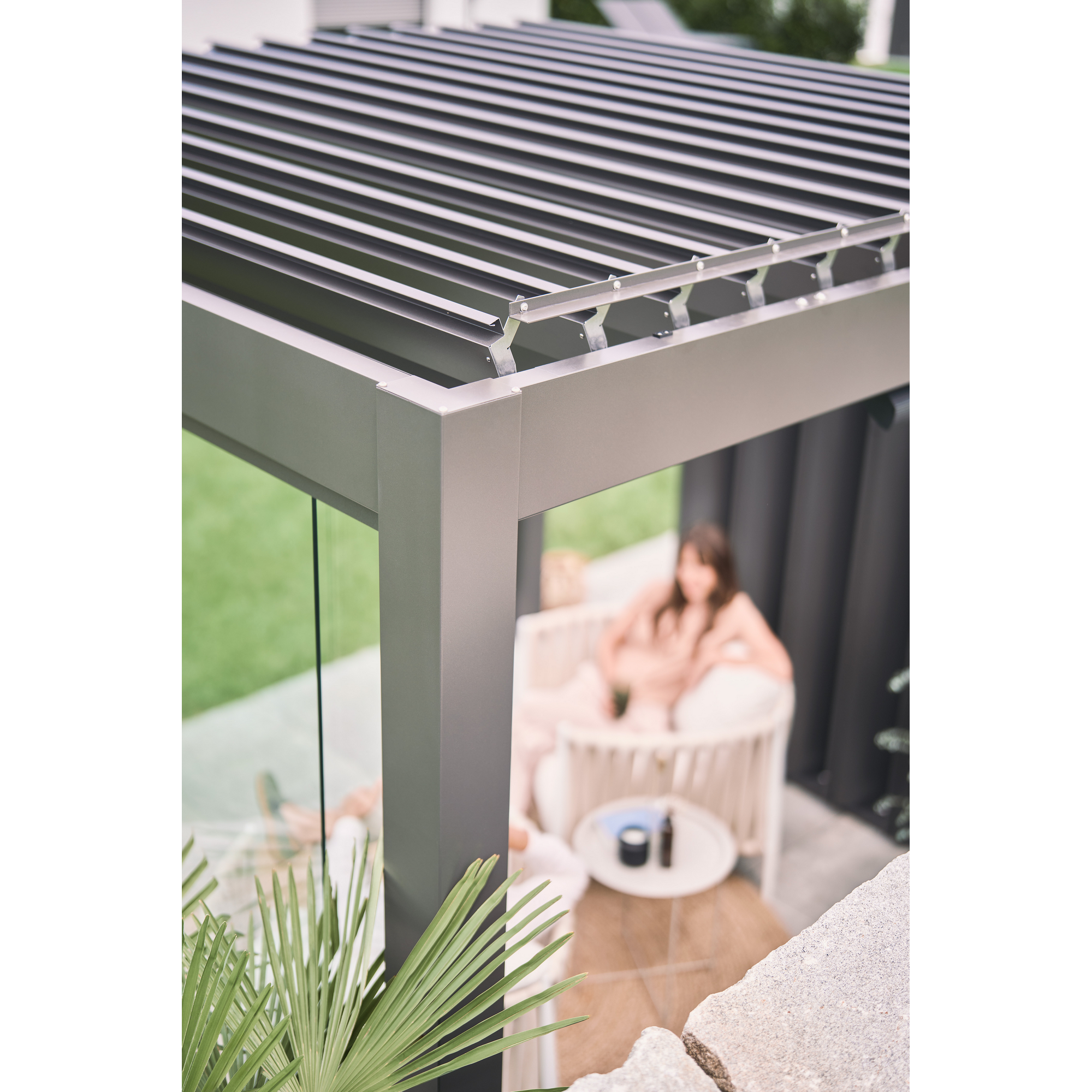 Pergola dunkelgrau metallic 4,5 x 3  m