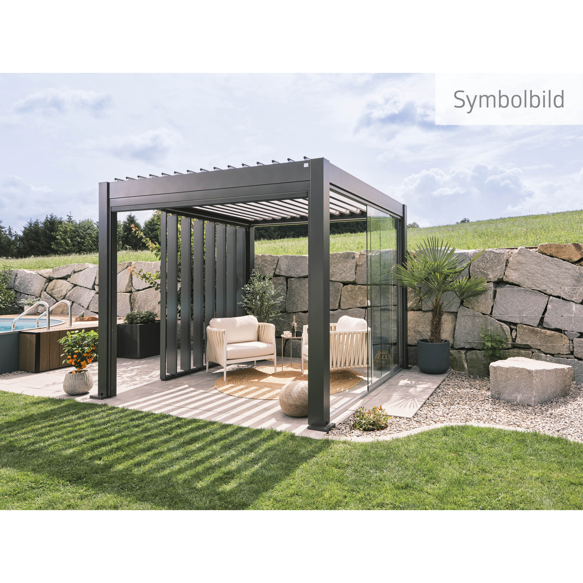 Pergola dunkelgrau metallic 5 x 3  m