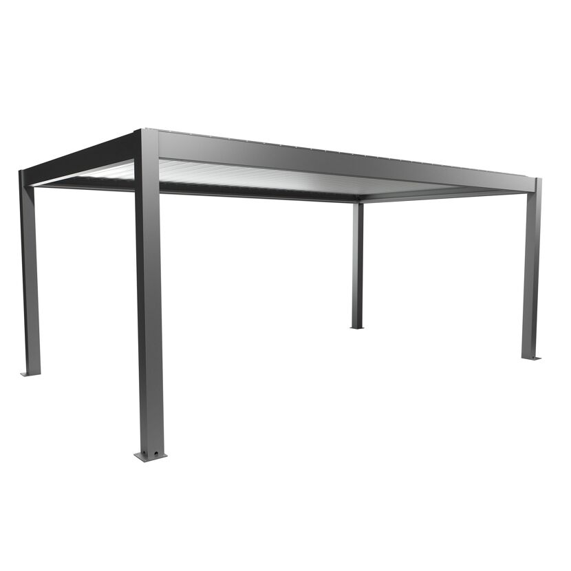 Pergola quarzgrau metallic/silberfarben 6 x 3,5 m