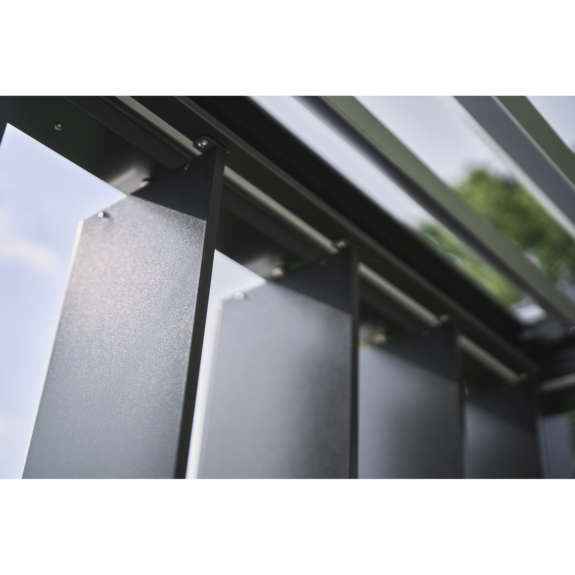 Lamellenseitenwand Gr. 2m mit Abschlussblende quarzgrau-metallic