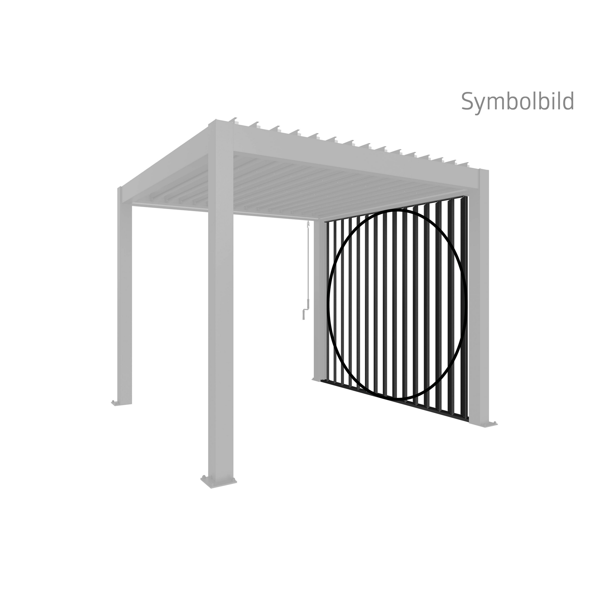 Lamellenseitenwand Gr. 2,5m mit Abschlussblende dunkelgrau-metallic