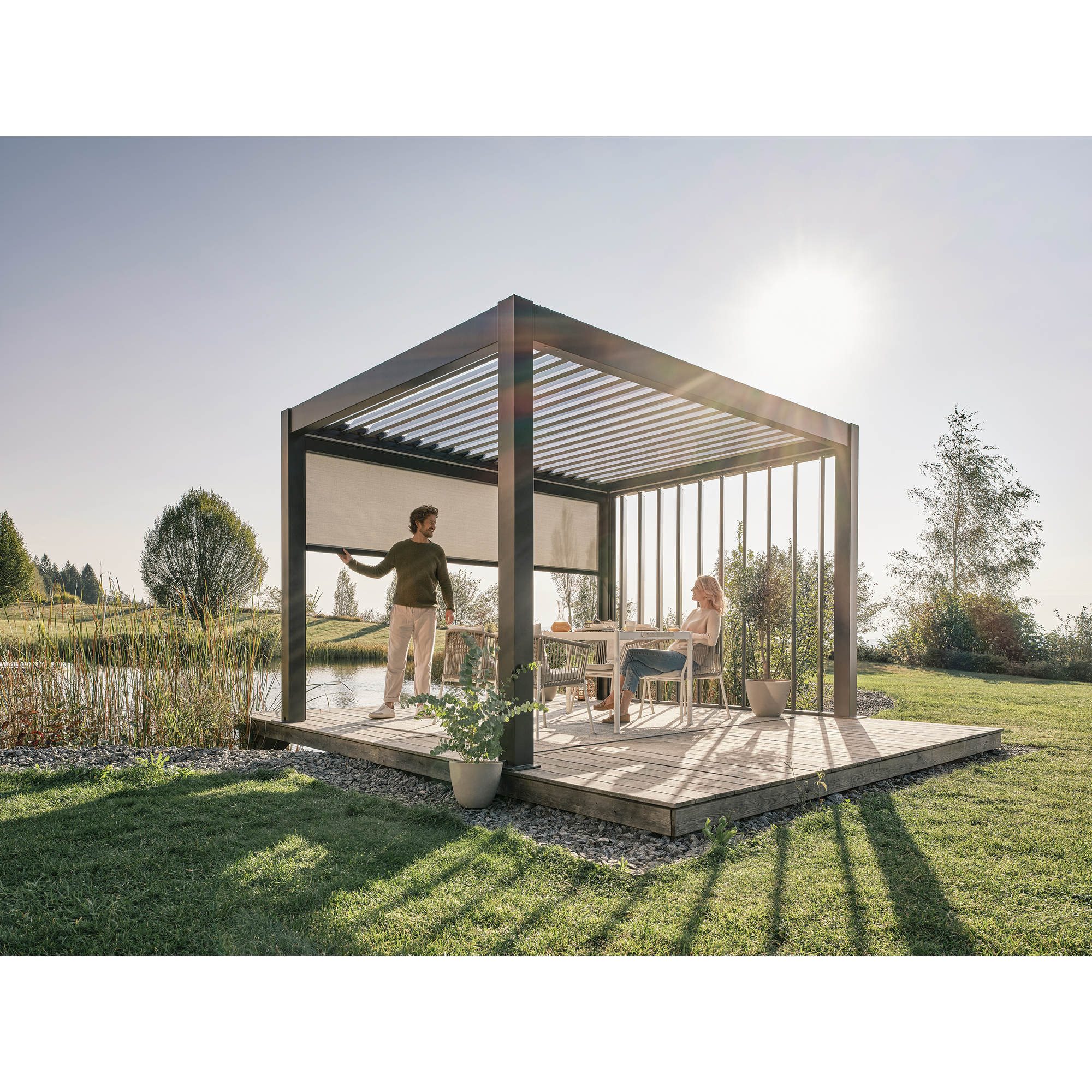 Sonnenschutzrollo elektrisch dunkelgrau metallic 4 m