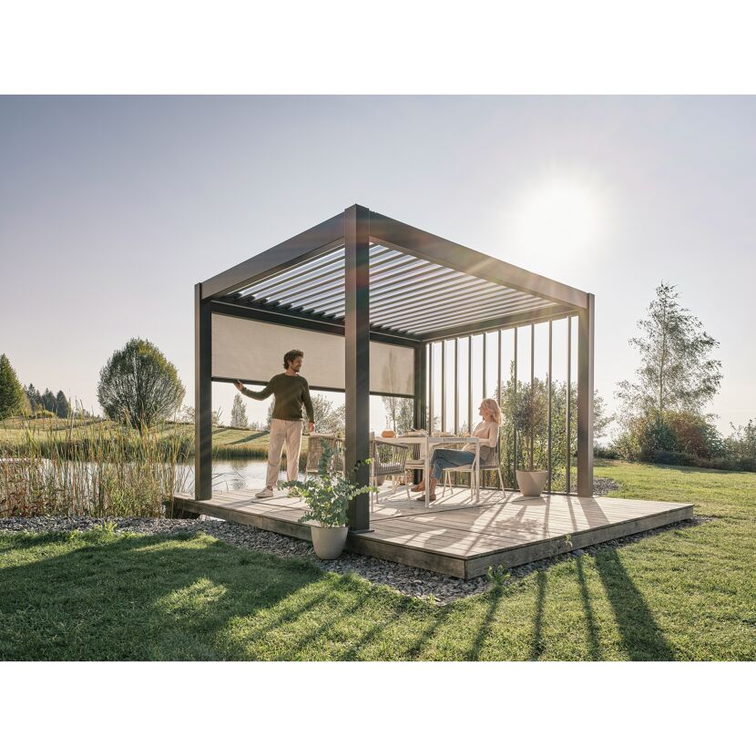 Seitenmarkise für Pergola dunkelgrau 364 x 235 cm