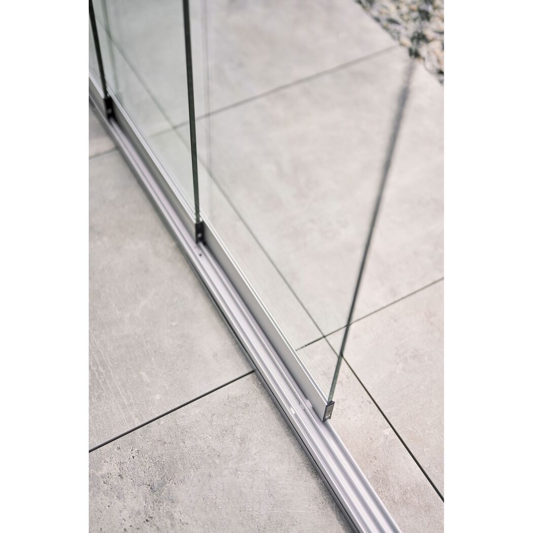 Glasschiebewand Klarglas Gr. 5,5 m dunkelgrau-metallic