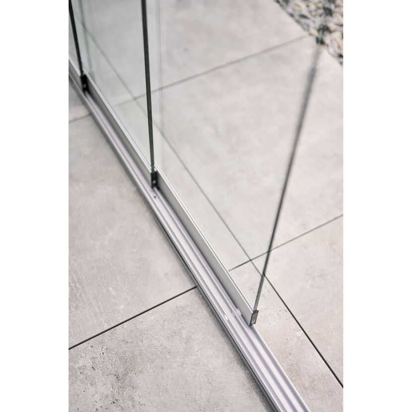 Glasschiebewand Klarglas Gr. 5,5 m weiß