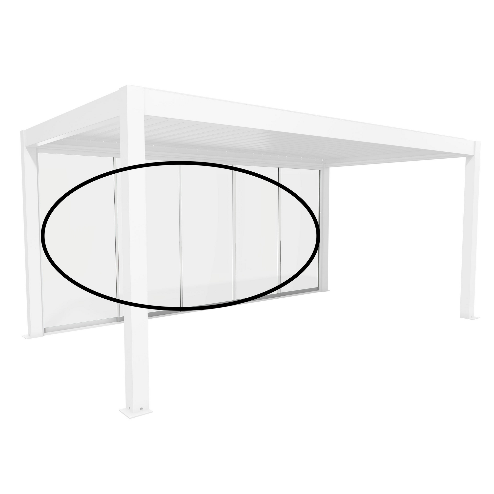 Glasschiebewand Klarglas Gr. 5,5 m weiß