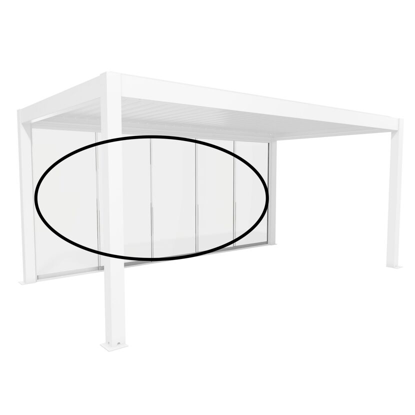 Glasschiebewand Klarglas Gr. 5,5 m weiß
