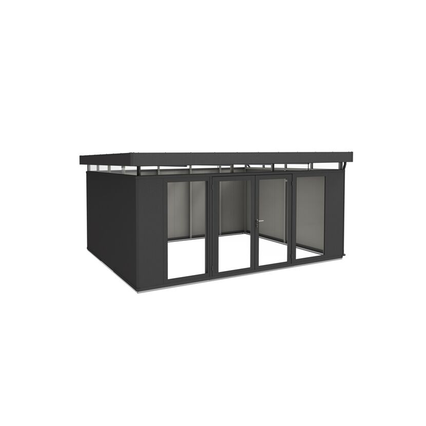 Metall-Gerätehaus 'CasaNova' dunkelgrau metallic mit Glasfront
