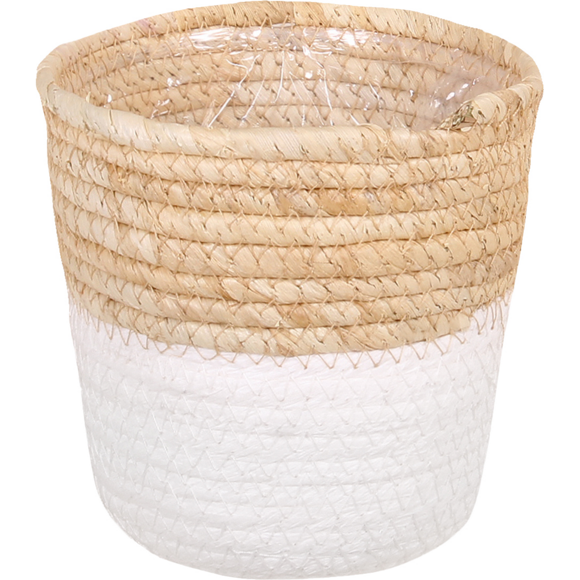 Übertopf Seegras naturfarben/weiß inkl. Polybeutel Ø 20 x 19 cm