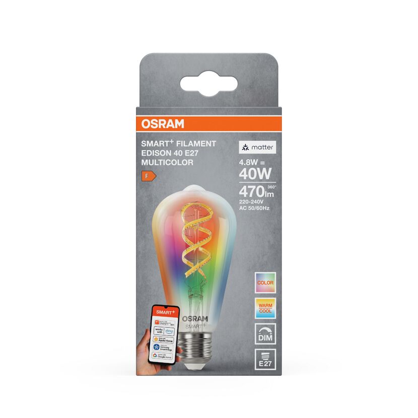 LED-Leuchtmittel 'Smart+ Matter' Filament Multicolor Edison 4,8W E27