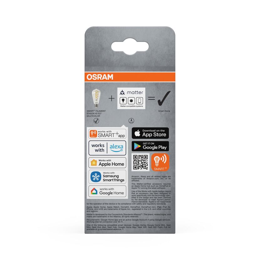 LED-Leuchtmittel 'Smart+ Matter' Filament Multicolor Edison 4,8W E27