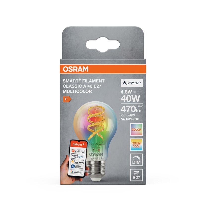 LED-Leuchtmittel 'Smart+ Matter' Filament Multicolor Classic 4,8W E27
