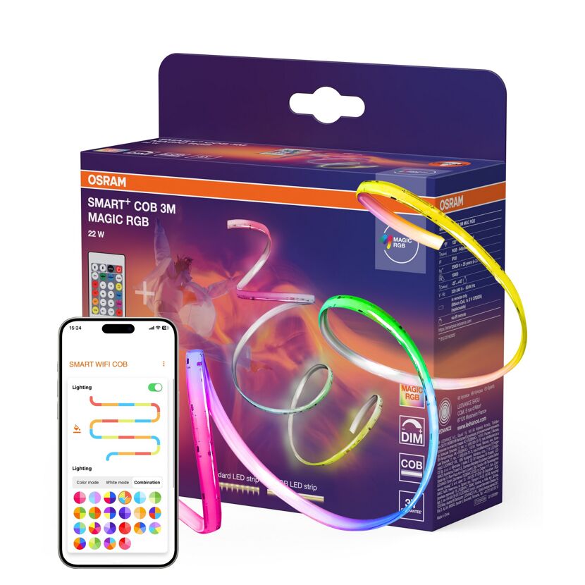 LED-Streifen 'Smart+ Wifi Cob Flex' 3 m RGB mit Fernbedienung