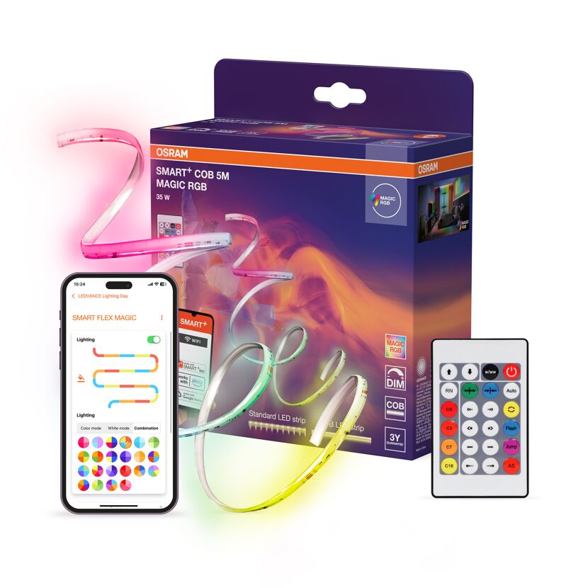 LED-Streifen 'Smart+ Wifi Cob Flex' 5 m RGB mit Fernbedienung