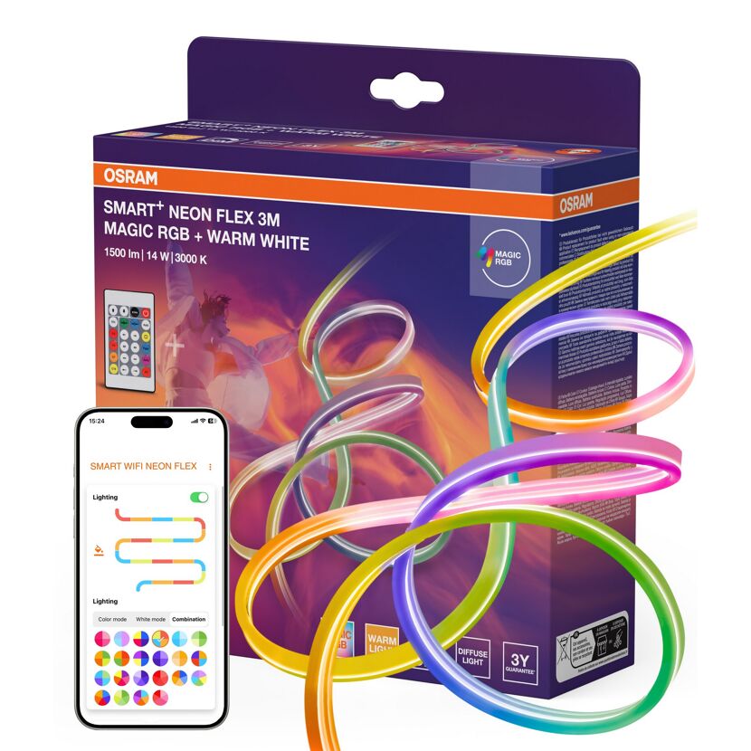 LED-Streifen 'Smart+ Wifi Neon Flex' 3 m RGB warmweiß mit Fernbedienung
