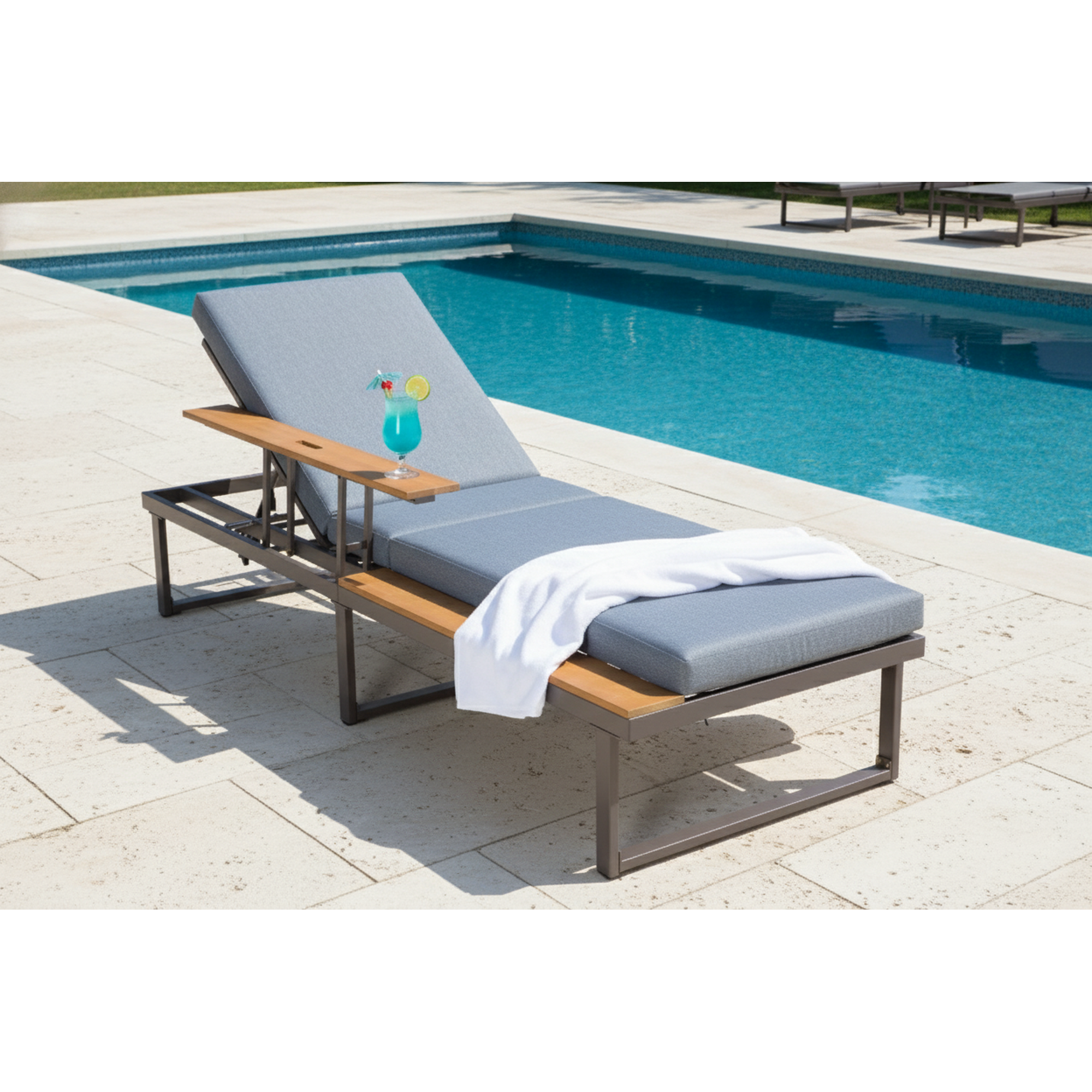 Sonnenliege 'Fano' beige/grau 196 x 70 x 30 cm