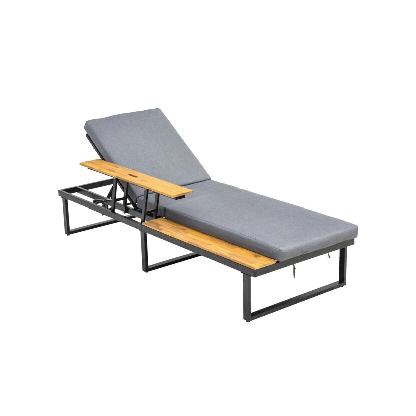 Sonnenliege 'Fano' beige/grau 196 x 70 x 30 cm