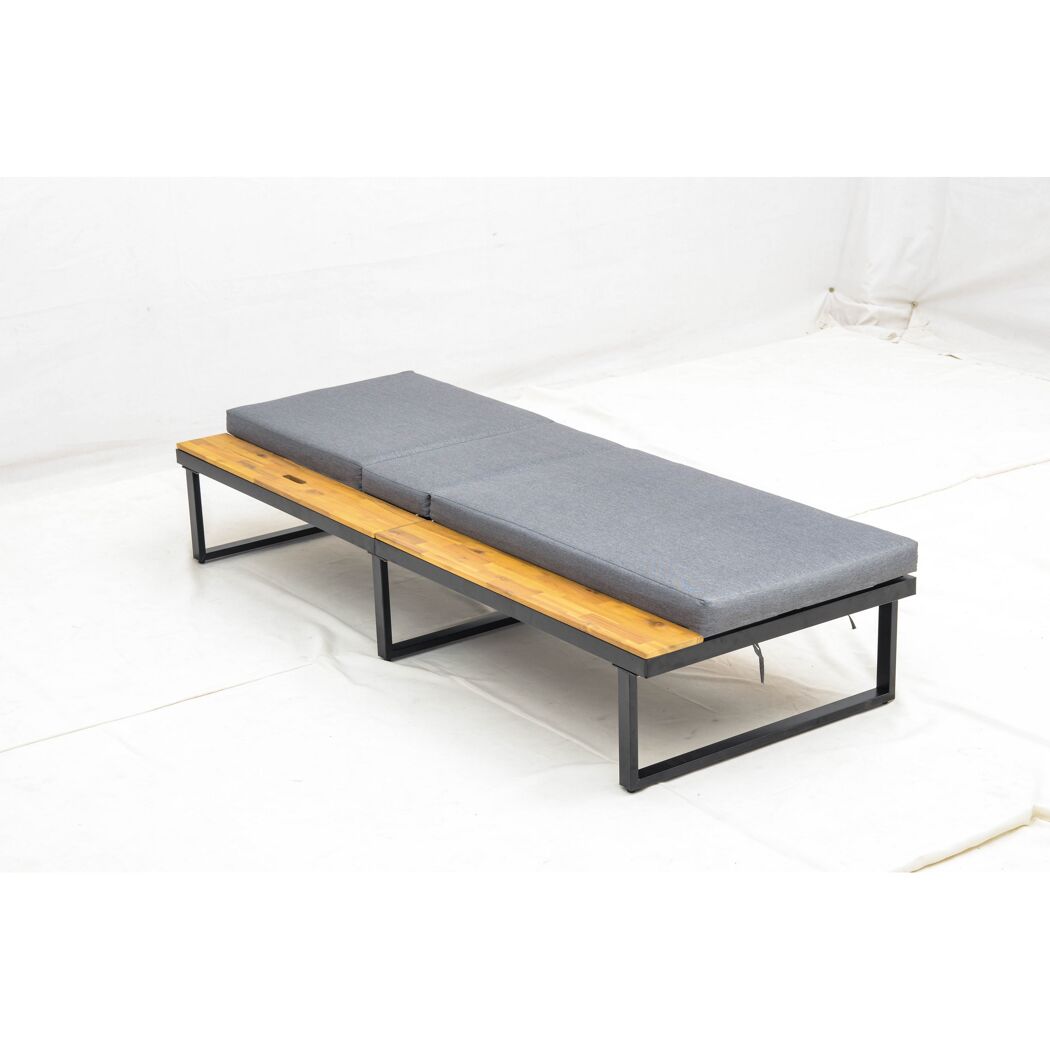 Sonnenliege 'Fano' beige/grau 196 x 70 x 30 cm