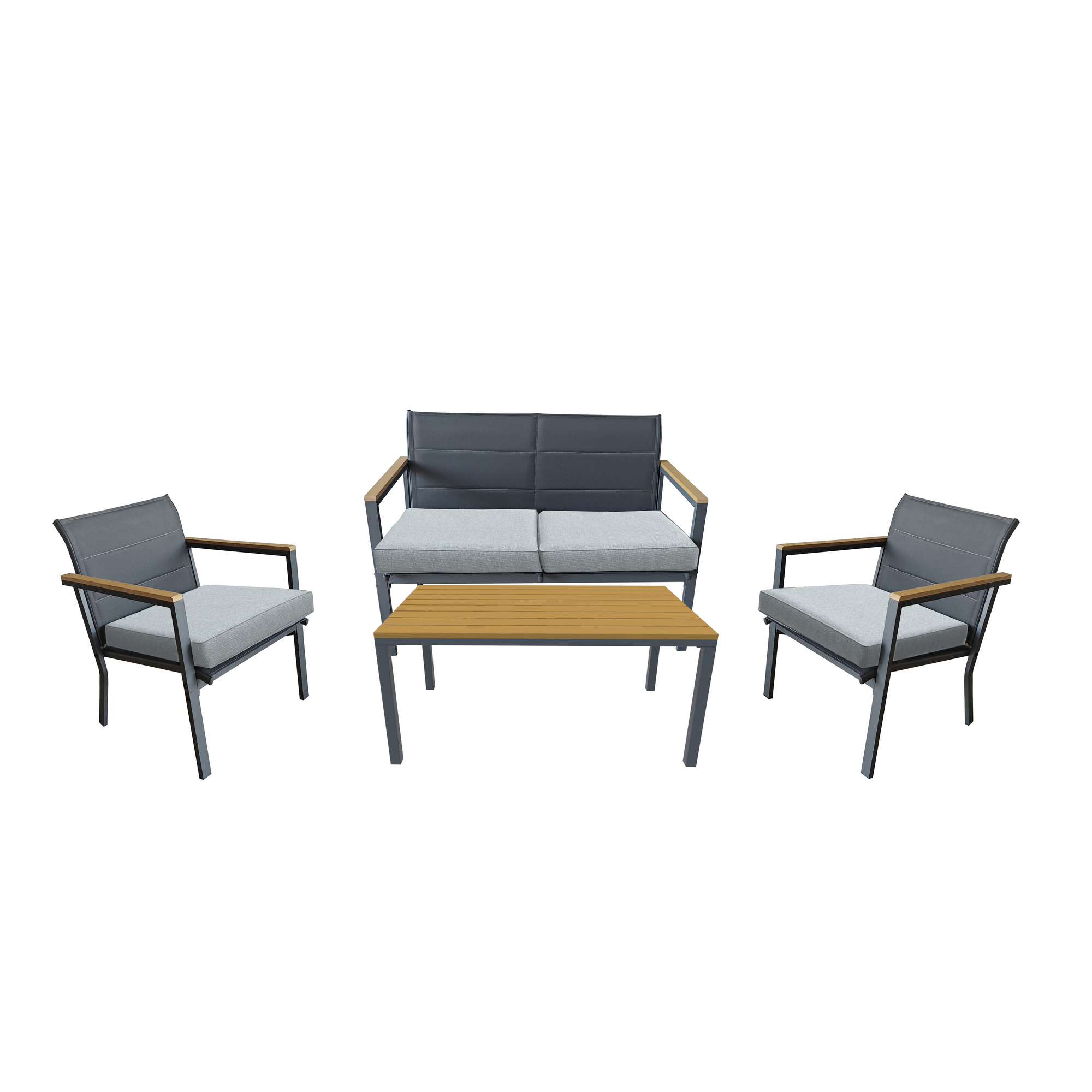 Loungemöbelset 'Chania' Stahl/Polywood grau 4-teilig