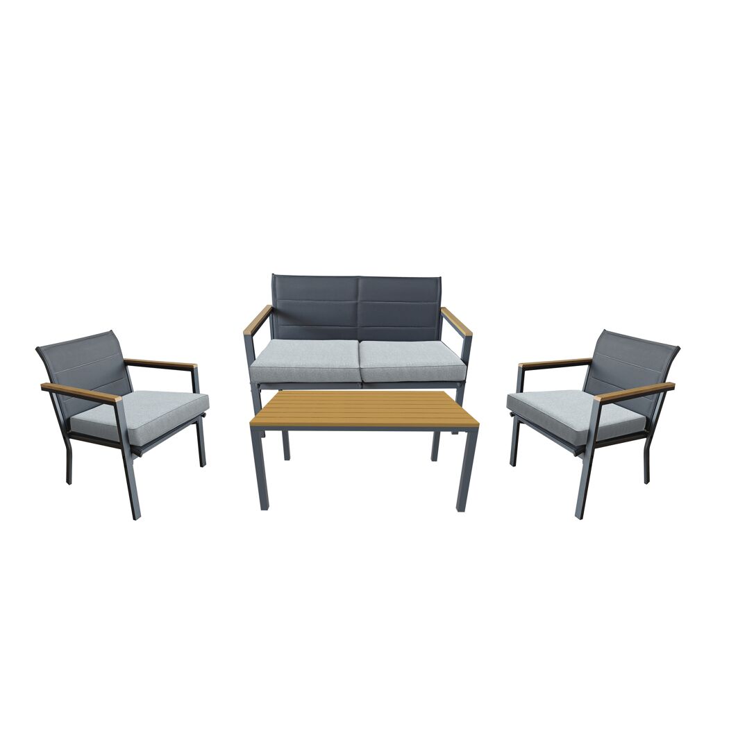 Loungemöbelset 'Chania' Stahl/Polywood grau 4-teilig