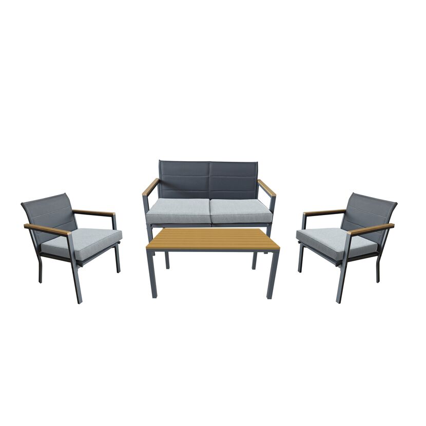 Loungemöbelset 'Chania' Stahl/Polywood grau 4-teilig