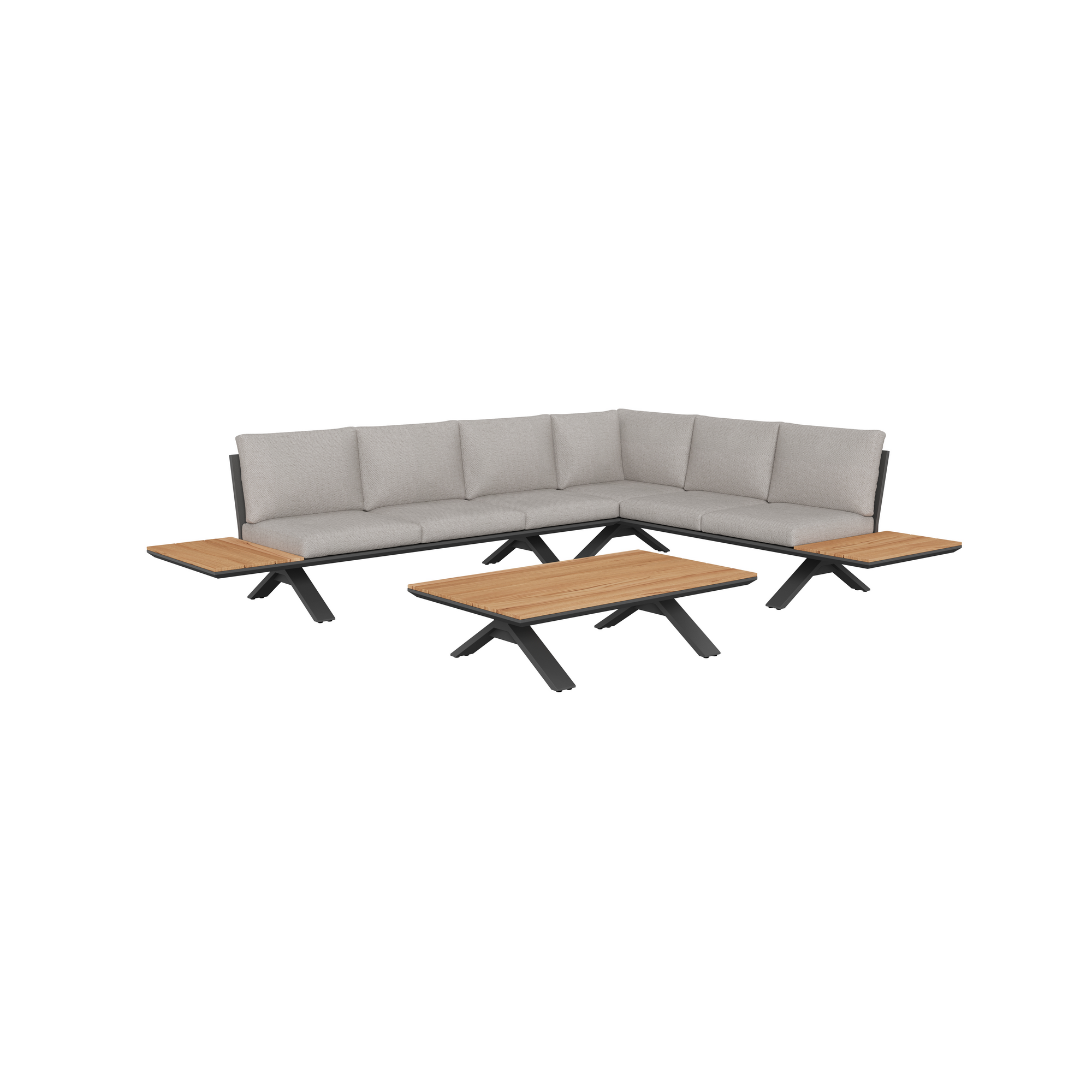 Loungemöbelset 'Tokio' Aluminium/Polywood grau 3-teilig