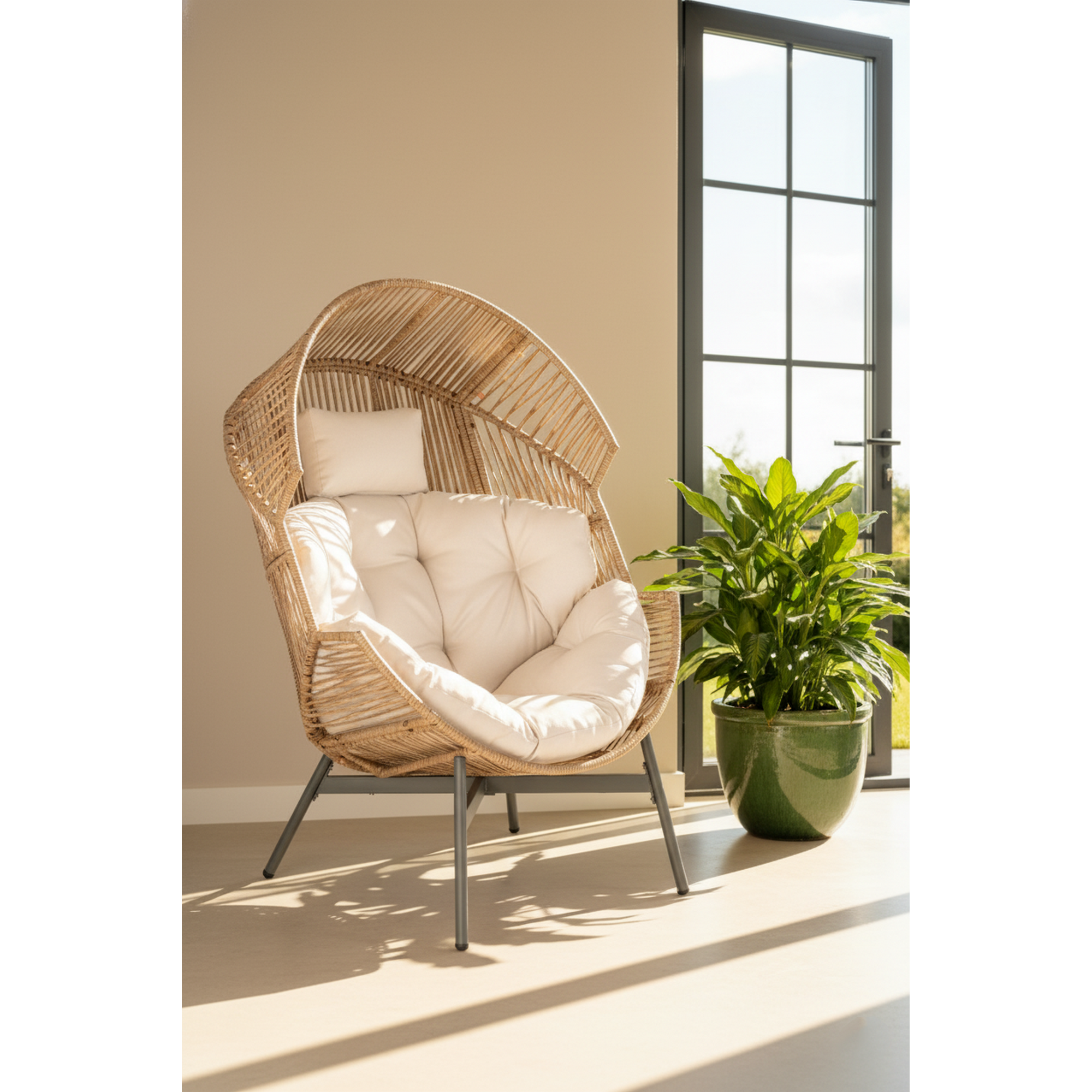 Korbsessel 'Theo' Kunststoff sand 96 x 110 x 96 cm