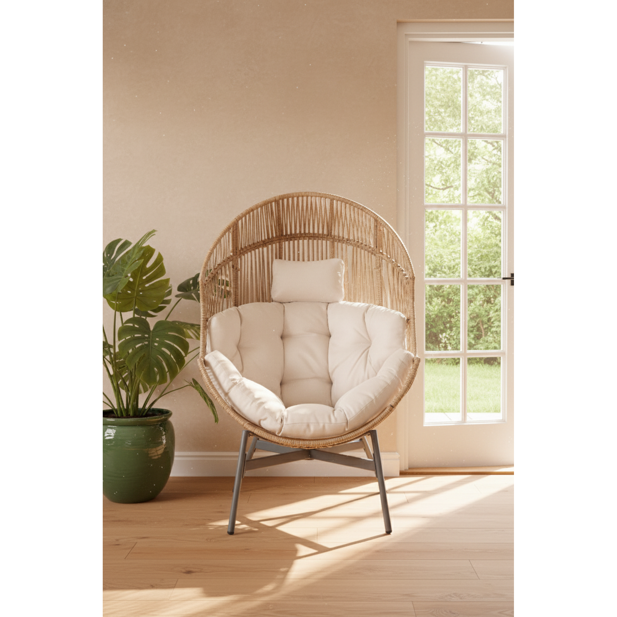 Korbsessel 'Theo' Kunststoff sand 96 x 110 x 96 cm