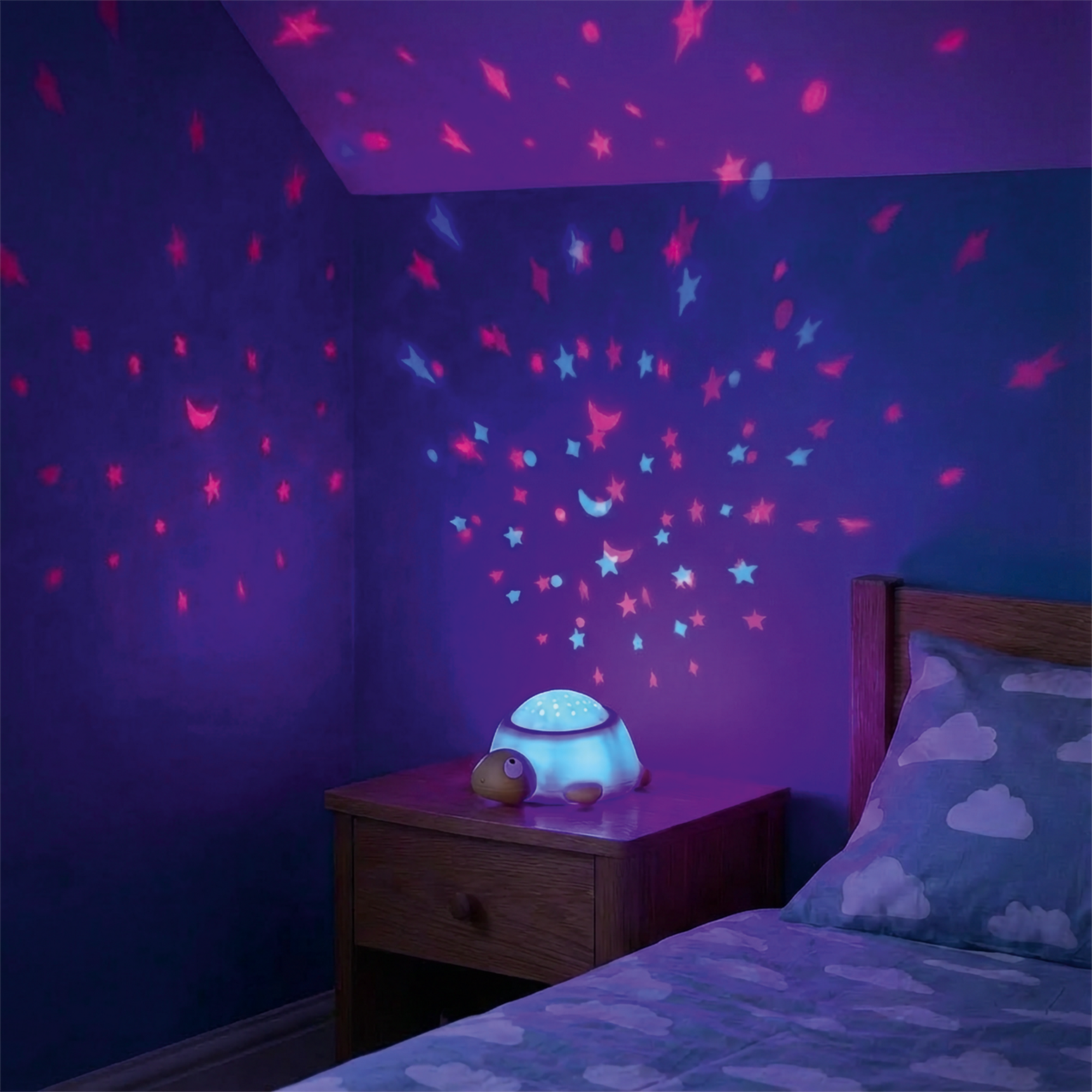 Akku-LED-Nachtlicht 'Schildkröte' grün mit Sternenhimmelprojektor