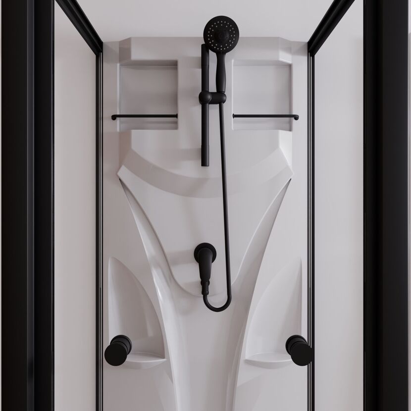 Komplettdusche mit Schiebetür 'Juist' vollgerahmt mattschwarz 80 x 190 x 80 cm