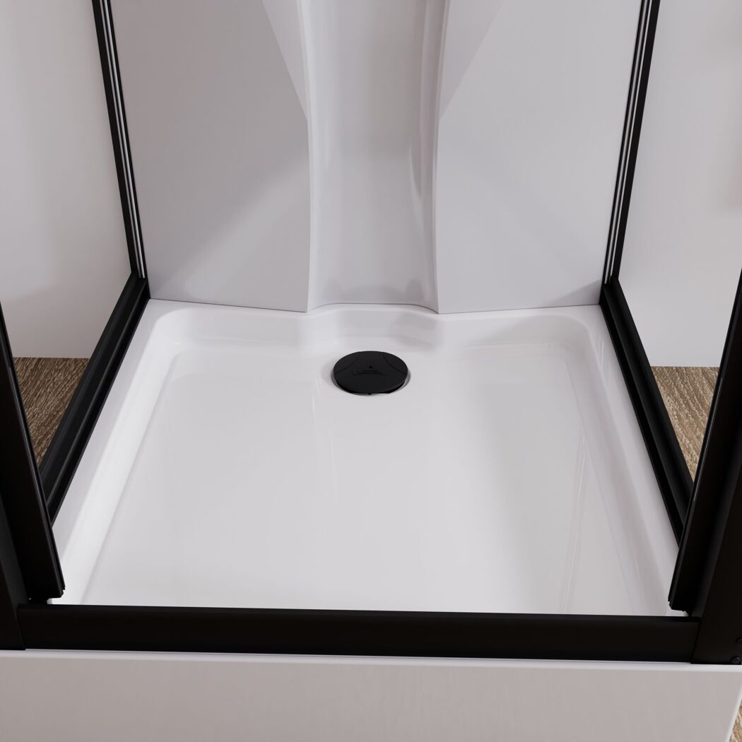 Komplettdusche mit Schiebetür 'Juist' vollgerahmt mattschwarz 80 x 190 x 80 cm