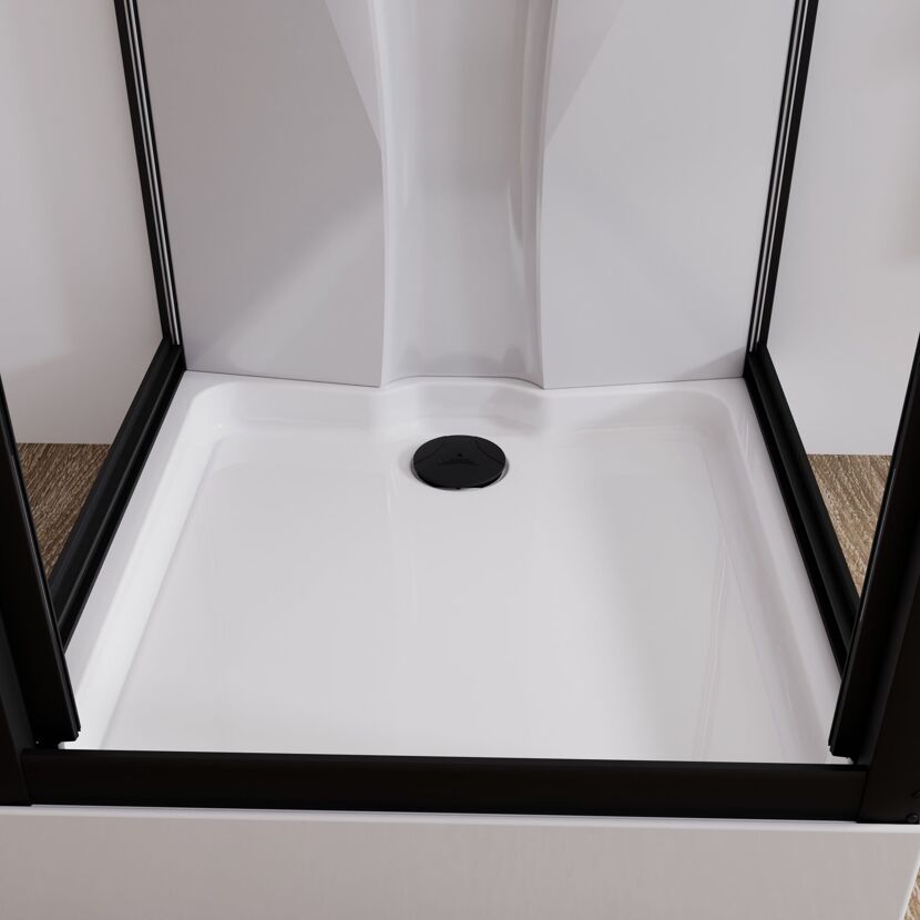 Komplettdusche mit Schiebetür 'Juist' vollgerahmt mattschwarz 80 x 190 x 80 cm