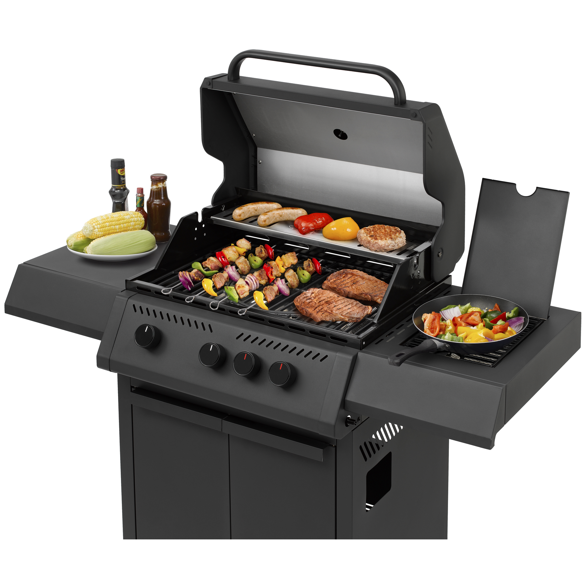 Gasgrill 'Woodlake' schwarz 133 x 116 x 59 cm