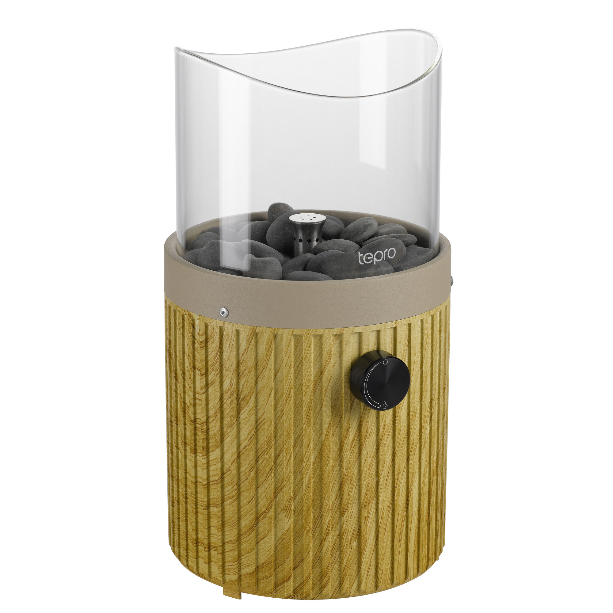 Tisch-Gasfeuerstelle 'Typ A rund' beige mit Dekosteinen 16,4 x 30 cm