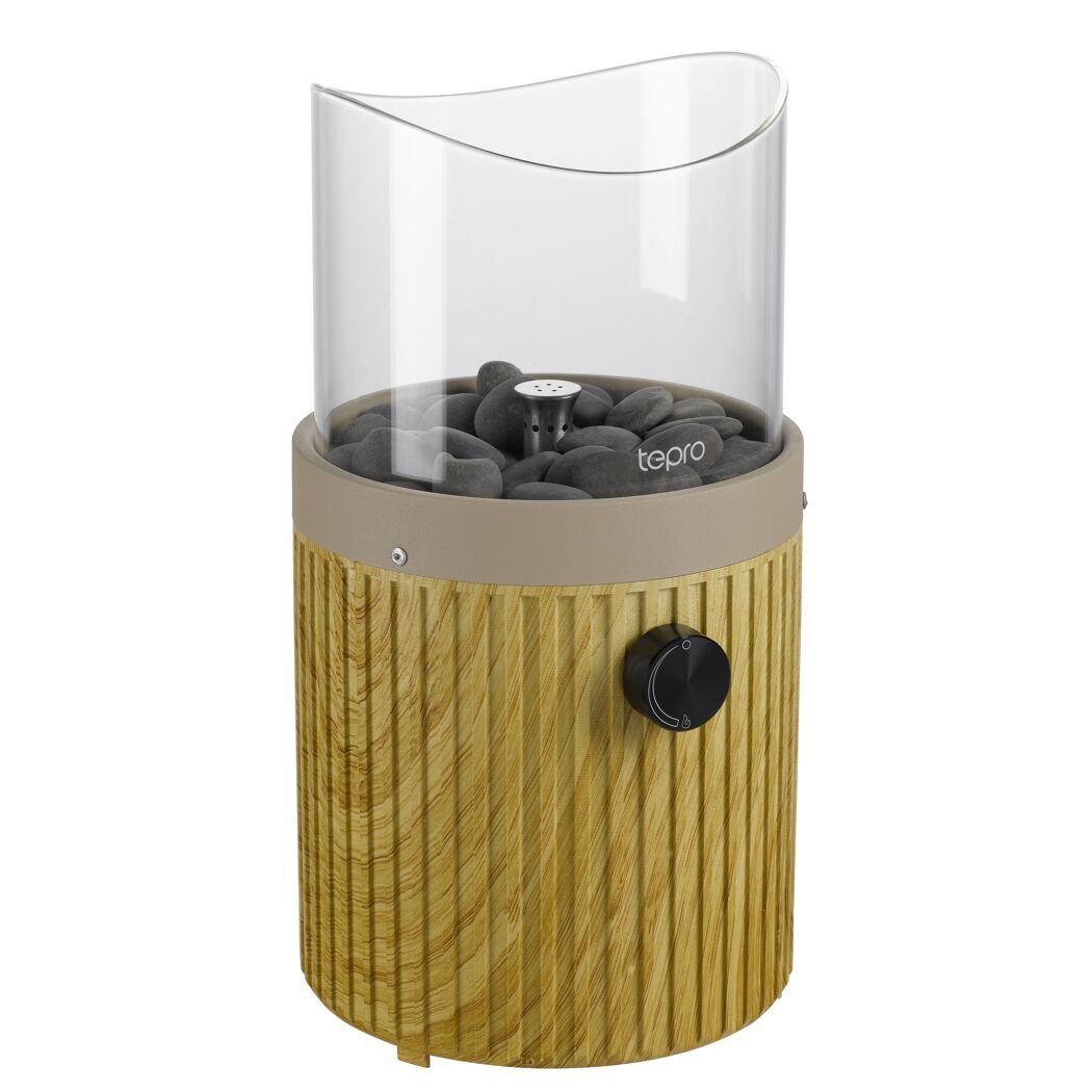 Tisch-Gasfeuerstelle 'Typ A rund' beige mit Dekosteinen 16,4 x 30 cm