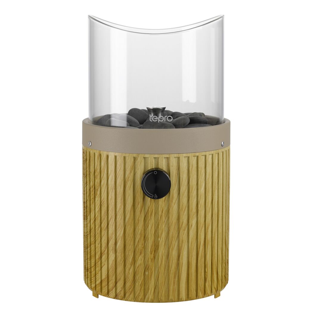 Tisch-Gasfeuerstelle 'Typ A rund' beige mit Dekosteinen 16,4 x 30 cm