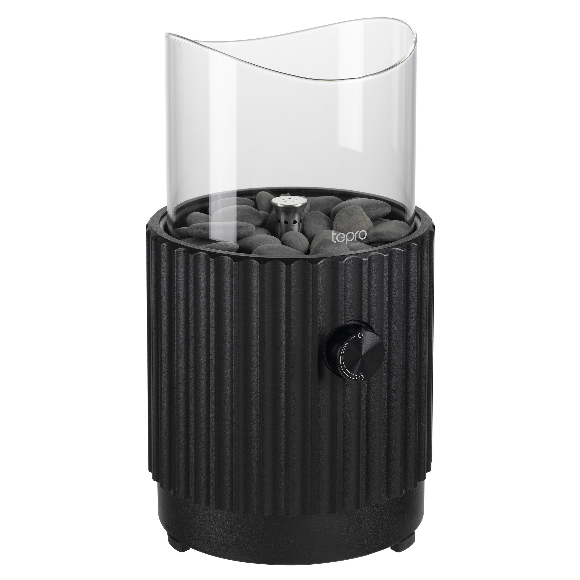 Tisch-Gasfeuerstelle 'Typ B rund' schwarz mit Dekosteinen 16,4 x 30 cm