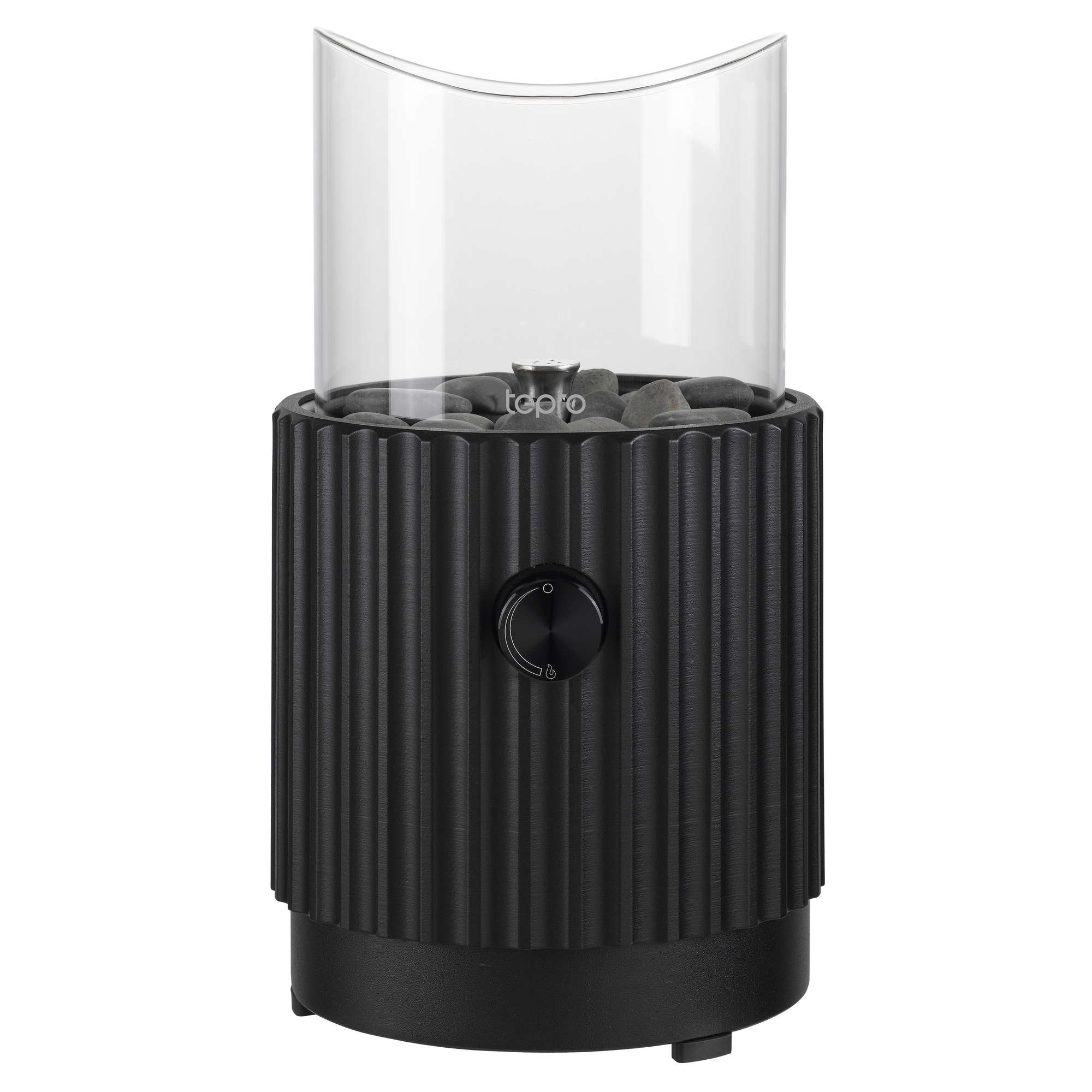 Tisch-Gasfeuerstelle 'Typ B rund' schwarz mit Dekosteinen 16,4 x 30 cm