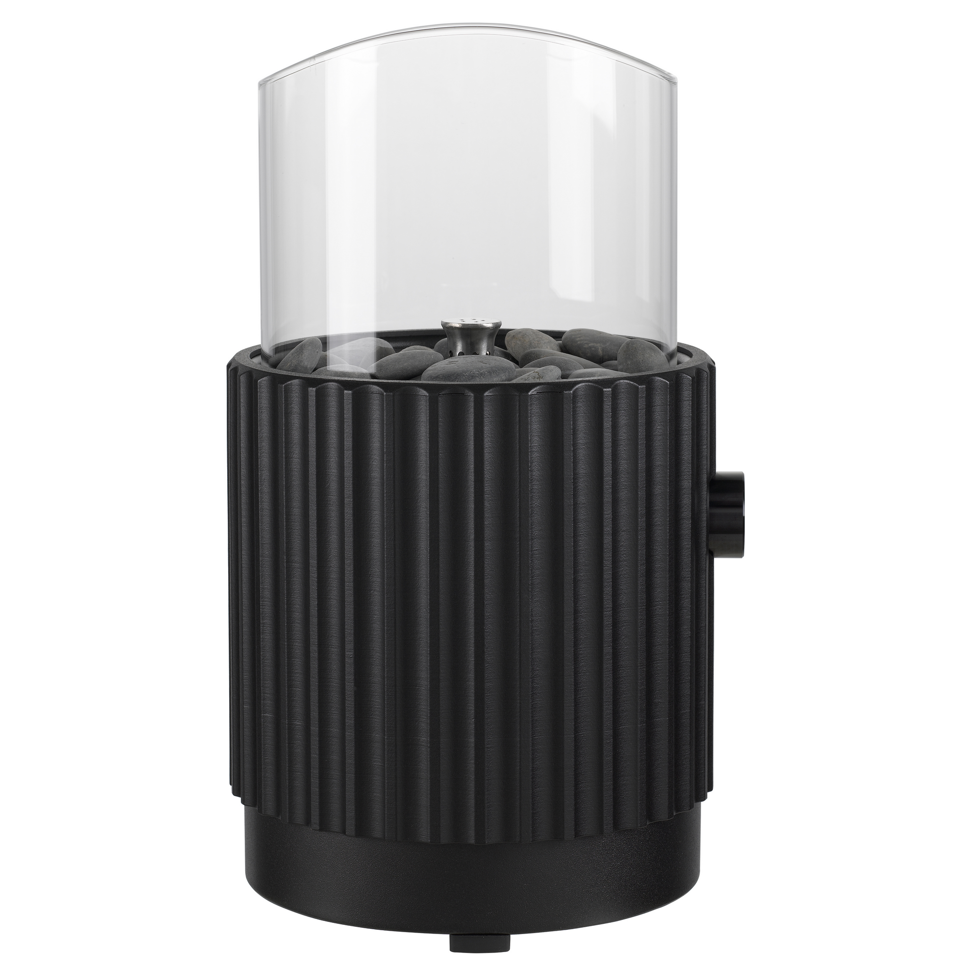 Tisch-Gasfeuerstelle 'Typ B rund' schwarz mit Dekosteinen 16,4 x 30 cm