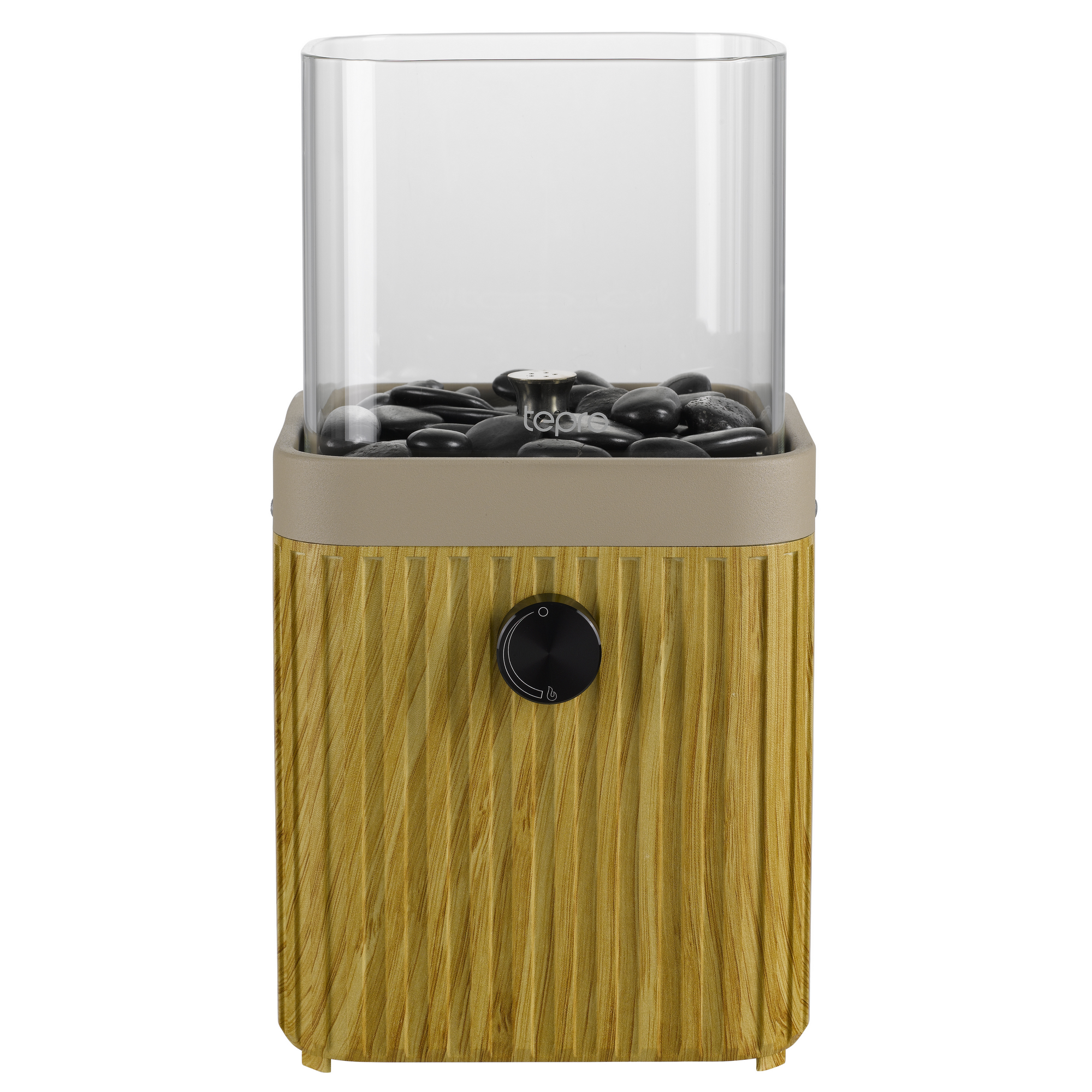 Tisch-Gasfeuerstelle 'Typ A eckig' beige mit Dekosteinen 16,4 x 30 cm