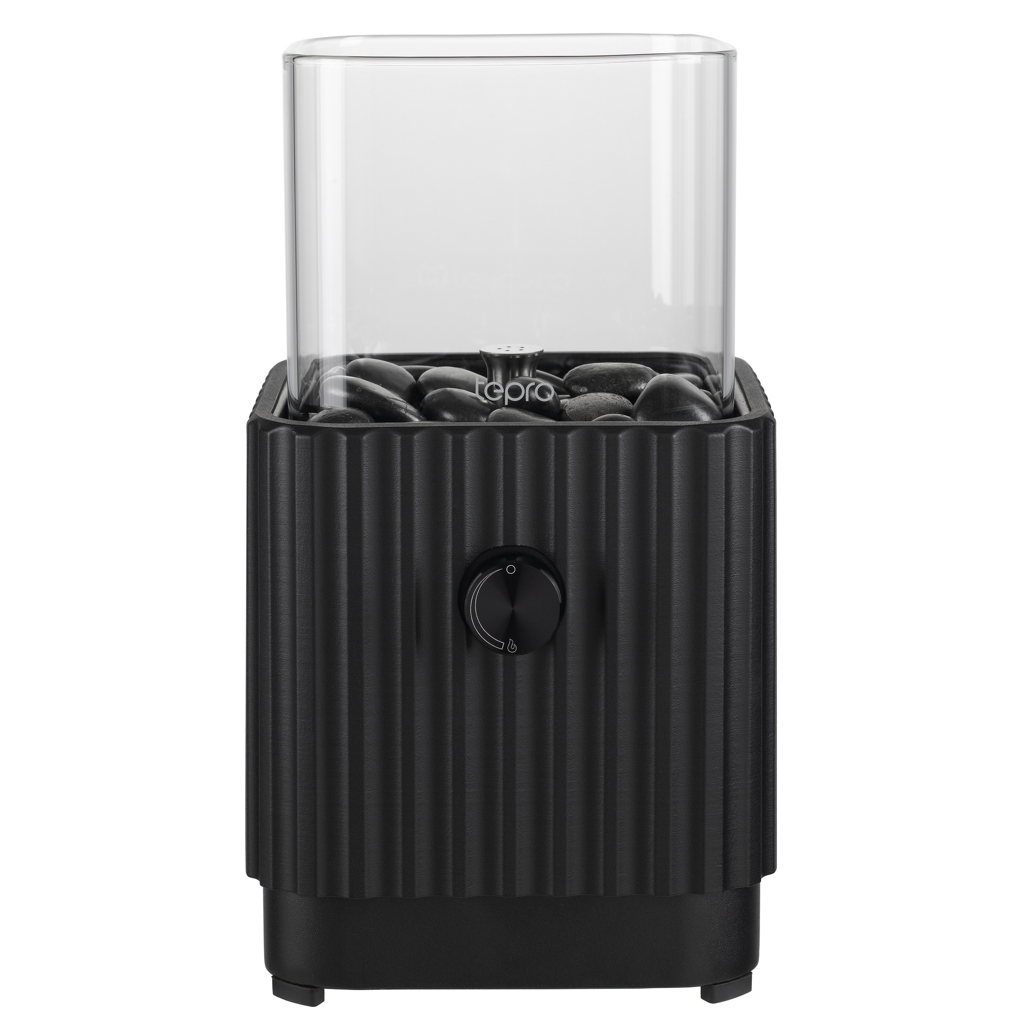 Tisch-Gasfeuerstelle 'Typ B eckig' schwarz mit Dekosteinen 16,4 x 30 cm