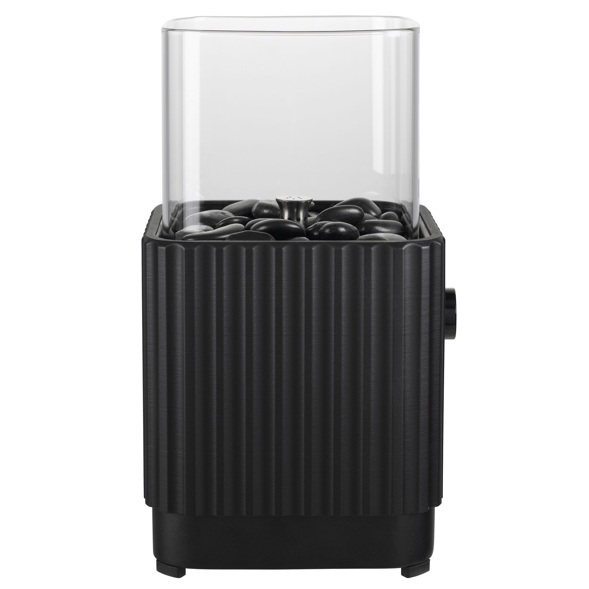 Tisch-Gasfeuerstelle 'Typ B eckig' schwarz mit Dekosteinen 16,4 x 30 cm