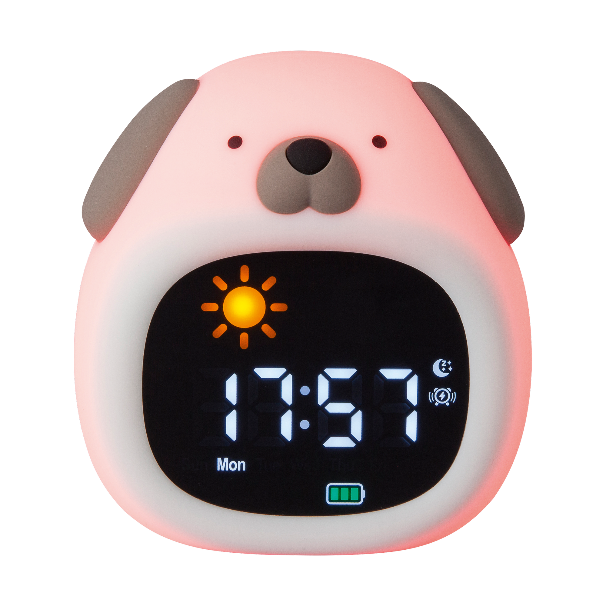 Akku-LED-Nachtlicht 'Hund' mit Uhr, Farbwechsler und Soundeffekten