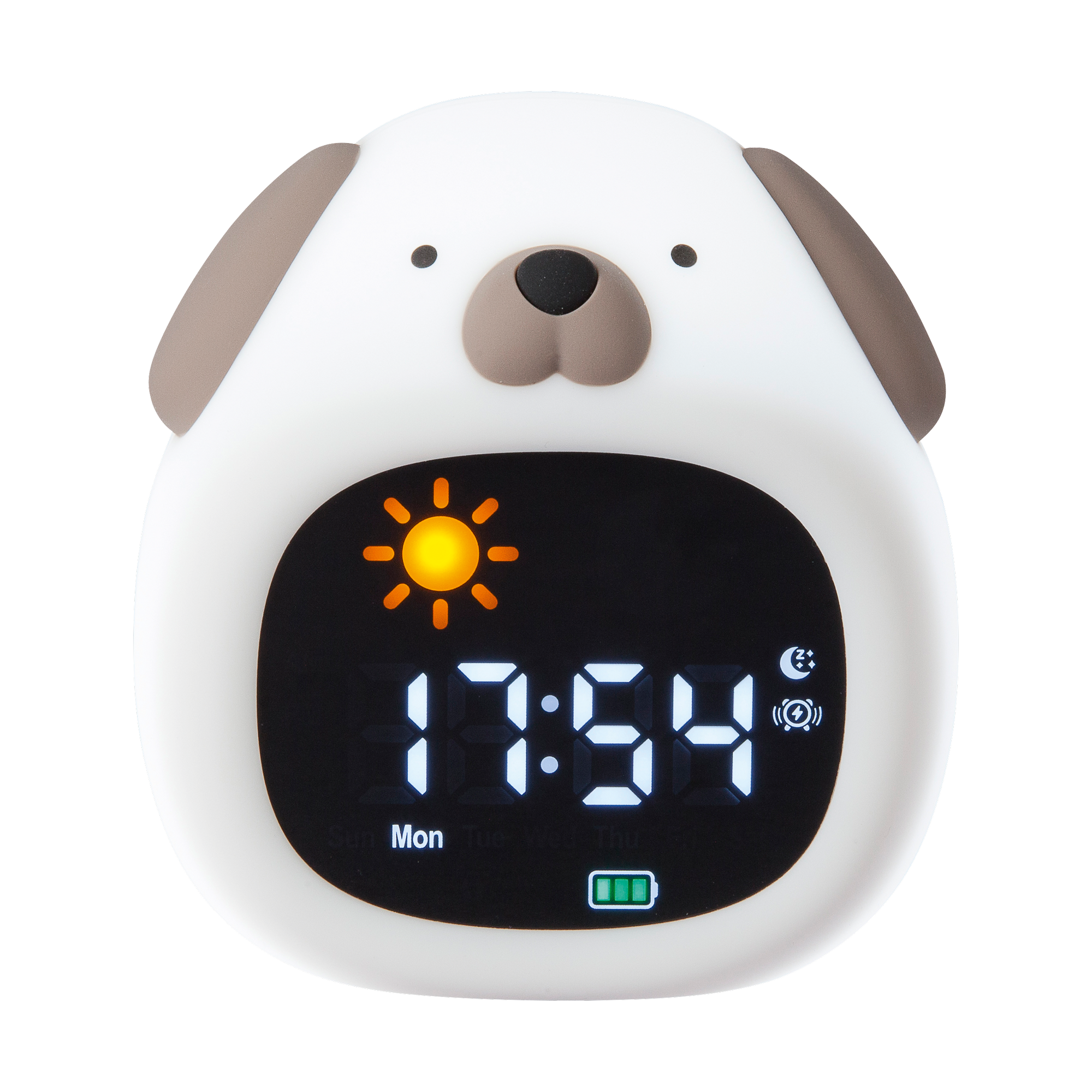 Akku-LED-Nachtlicht 'Hund' mit Uhr, Farbwechsler und Soundeffekten