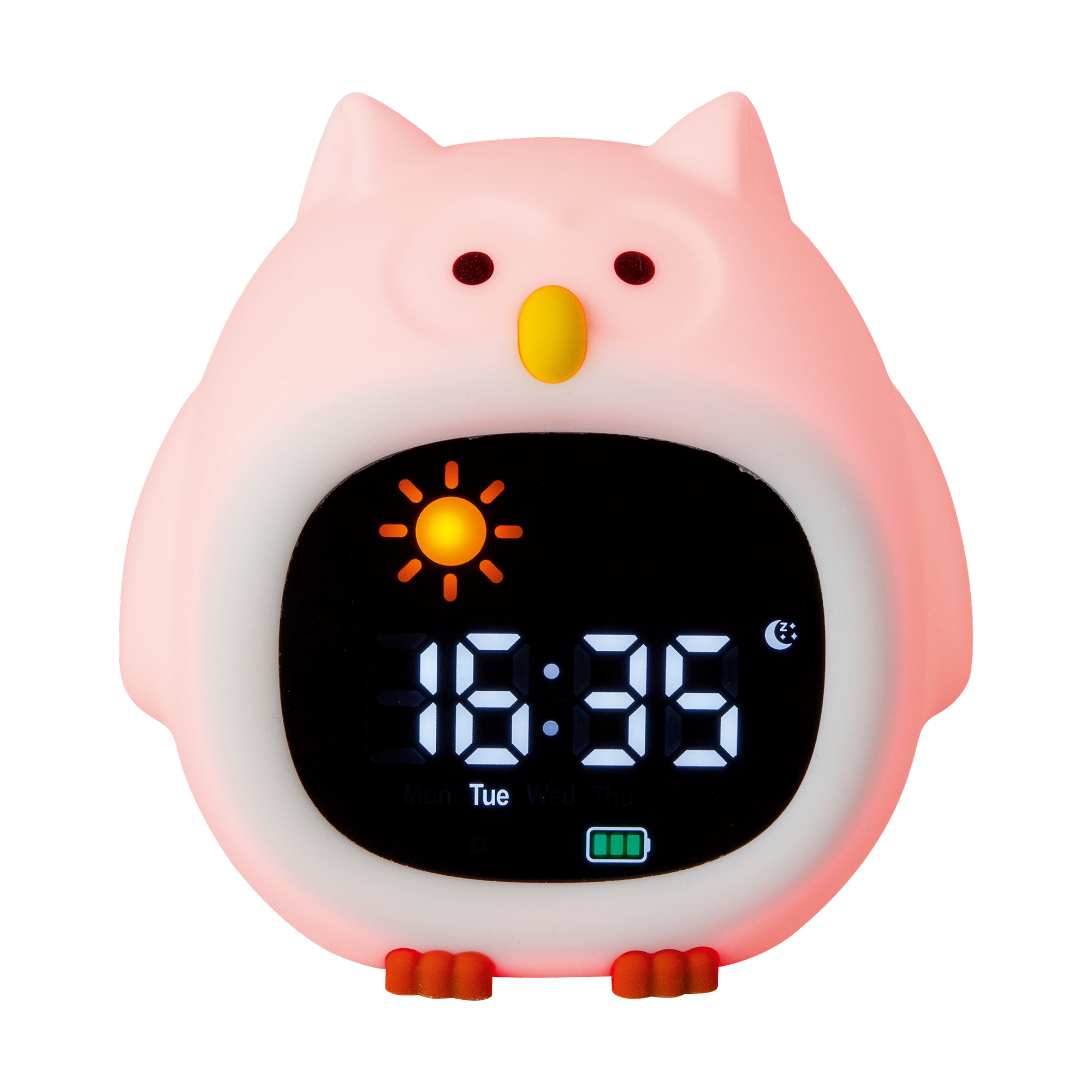 Akku-LED-Nachtlicht 'Eule' mit Uhr, Farbwechsler und Soundeffekten