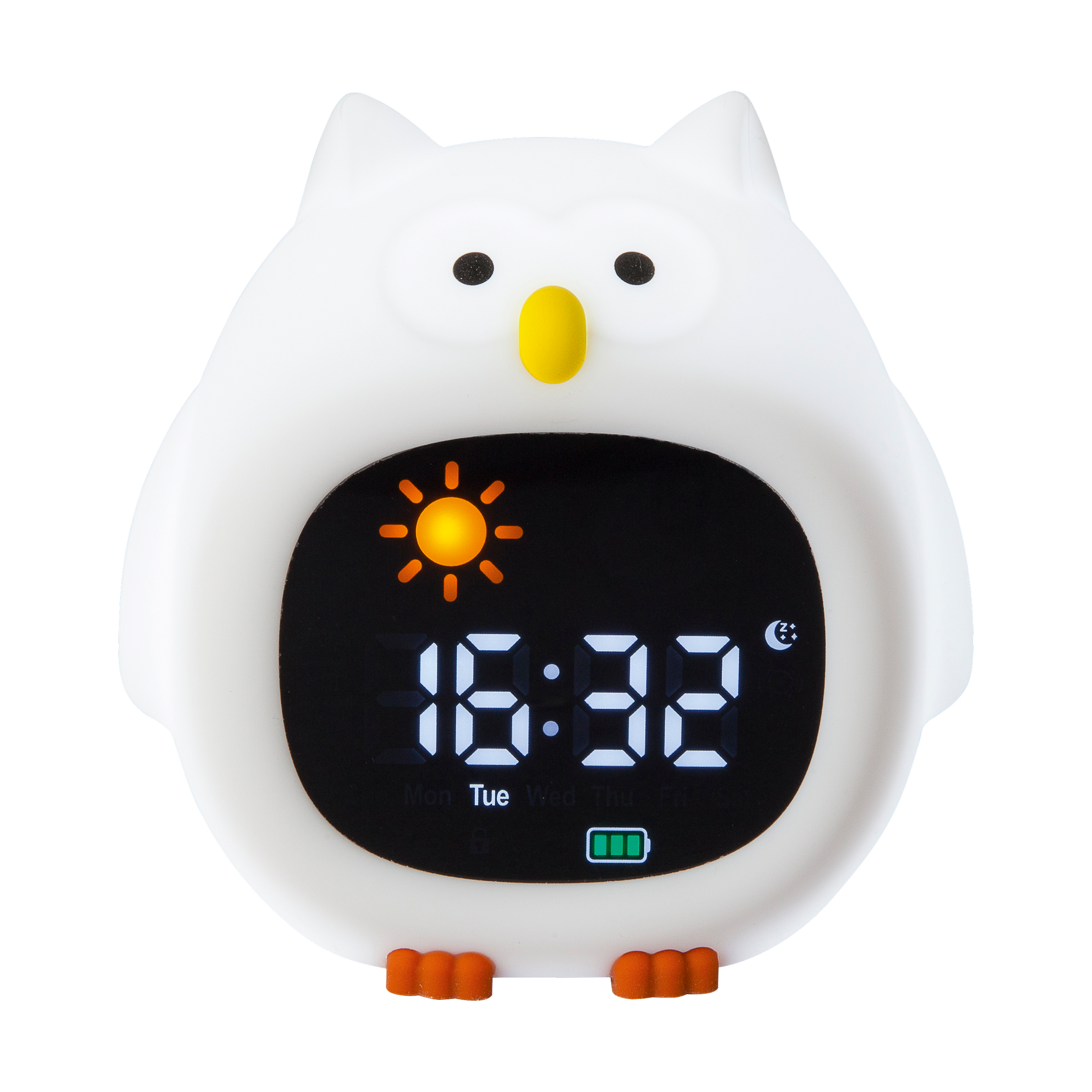 Akku-LED-Nachtlicht 'Eule' mit Uhr, Farbwechsler und Soundeffekten